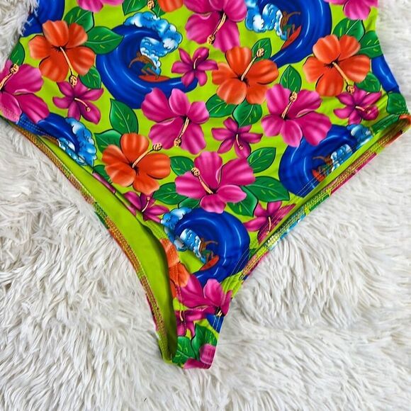 Frankie’s Bikinis Paulina Floral Halter One Piece Swimsuit Size Medium - Picture 4 of 8